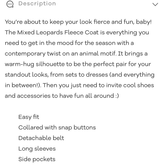 Farm Rio Mixed Leopards Fleece Coat Size M NWT - Picture 6 of 7